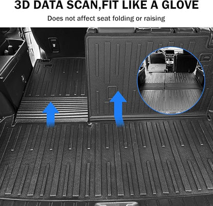 Trunk Mat & Backrest Mat & 2nd Row Seat Backrest for Toyota Grand Highlander 2024-2026(7 Seater Only), All Weather TPE Cargo Liner, Waterproof Scratch-Resistant Full Coverage Cargo Mats