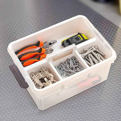 Citylife 17 QT Plastic Storage Bins Clear Storage Box with Removable Tray Stackable Latching Box with Handle for Oraganizing Tool, Craft, Office, Orange