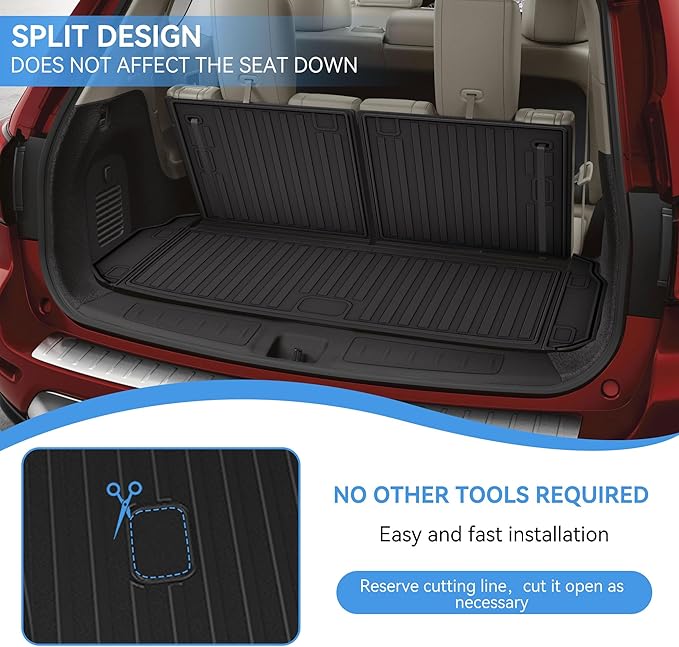 Cargo Mat & Backerst Mat Compatible with 2013-2020 Nissan Pathfinder/2013 Infiniti JX35/2014-2020 Infiniti QX60 - Cargo Liner Trunk Mat All Weather TPE Pathfinder 2020 Accessories