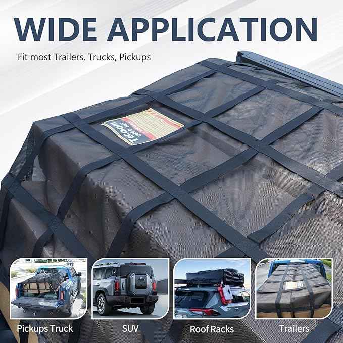 Tecoom 10.17'x7.51' Cargo Net for Pickup Truck Bed, Heavy Duty Truck Cargo Net Weight Capacity 1,500 LBS, Automotive Bed Organizer Netting for Camping Trip Luggage