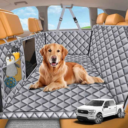 URPOWER XL Dog Backseat Extender for Full-Size Crew Cab Truck, Hard Bottom Dog Car Seat Cover for Back Seat Holds 400lbs, Waterproof Dog Hammock Pet Rear Seat Protector Travel Bed for F150 / Silverado
