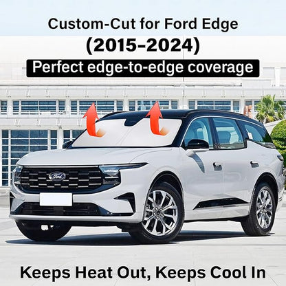 EcoNour Windshield Sun Shade Compatible for Ford Edge 2015–2024 | SUV Front Window Sun Visor Protector | Foldable 4-Layer Sunshade | Blocks UV Rays & Keeps Cabin Cool