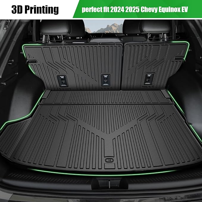 Cargo Mat for 2026 2025 2024 Chevy Equinox EV, Trunk Mat with Backrest Mat All Weather Back Seat Cover Protector for 2024-2026 Chevrolet Equinox EV Accessories Including Storage Mat