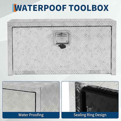 Trailer Tongue Box, Heavy Duty Storage With Lock and Keys, Utility Truck Tool Box Storage Organizer, Tool Chest for Pickup Truck Bed, RV, 24"x12"x14" (24"x12"x14"- Sliver)