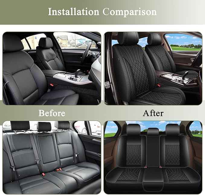 Full Set Car Seat Covers for Lexus GS 200t/350/450h 2007-2025 2026: Breathable Perforated Leather Seat Cover (Black)