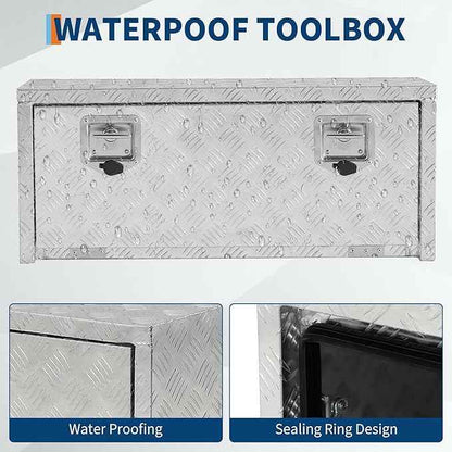 36 Inch Heavy Duty Aluminum Underbody Tool Box, Double Lock, Waterproof Square Truck Storage Chest for Pickup Bed, RV Trailer, Durable Organizer (36" X 12" X 14" - Sliver) – Rust-Resistant, Secure