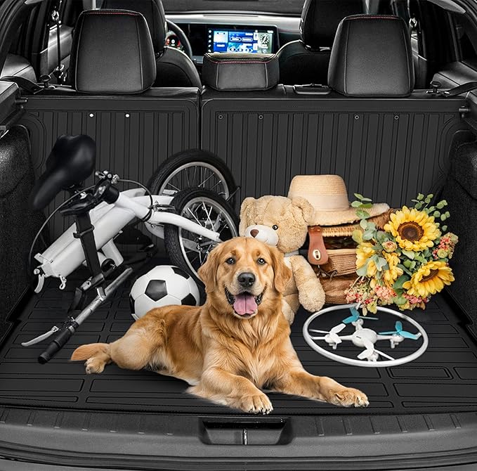 Trunk Mat & Backrest Mat Compatible with 2025 2026 Nissan Kicks, Waterproof TPE Rear Seat Back Protector with Velcro, Custom Fit All-Weather Cargo Liner(Only Fit Upper Layer)
