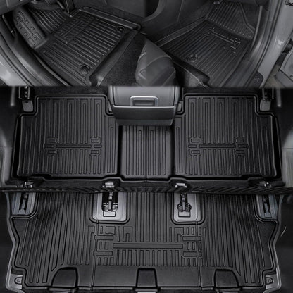 Floor Mats for 2024 2025 Hyundai Santa Fe 6-Seat/7-Seat (Fit Hybrid and Fuel), All Weather TPE Floor Mat and 2-in-1 Cargo Mat with Backrest Mat for Santa Fe Accessories