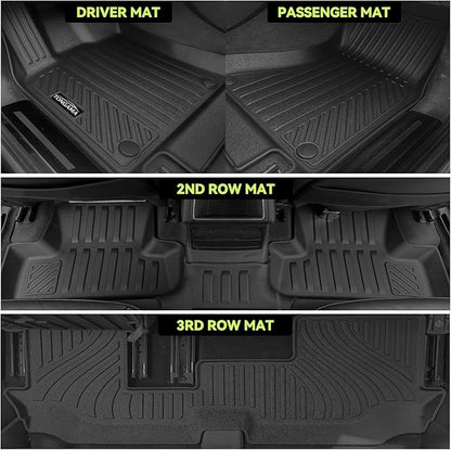 Tongama-Floor Mats for 2025 2026 Ford Expedition 7 Seats with 2nd Row Bucket Seats, All Weather TPE Trunk Mat and 2nd & 3rd Backrest Mats Protectors and Cargo Net for Ford Expedition Accessories