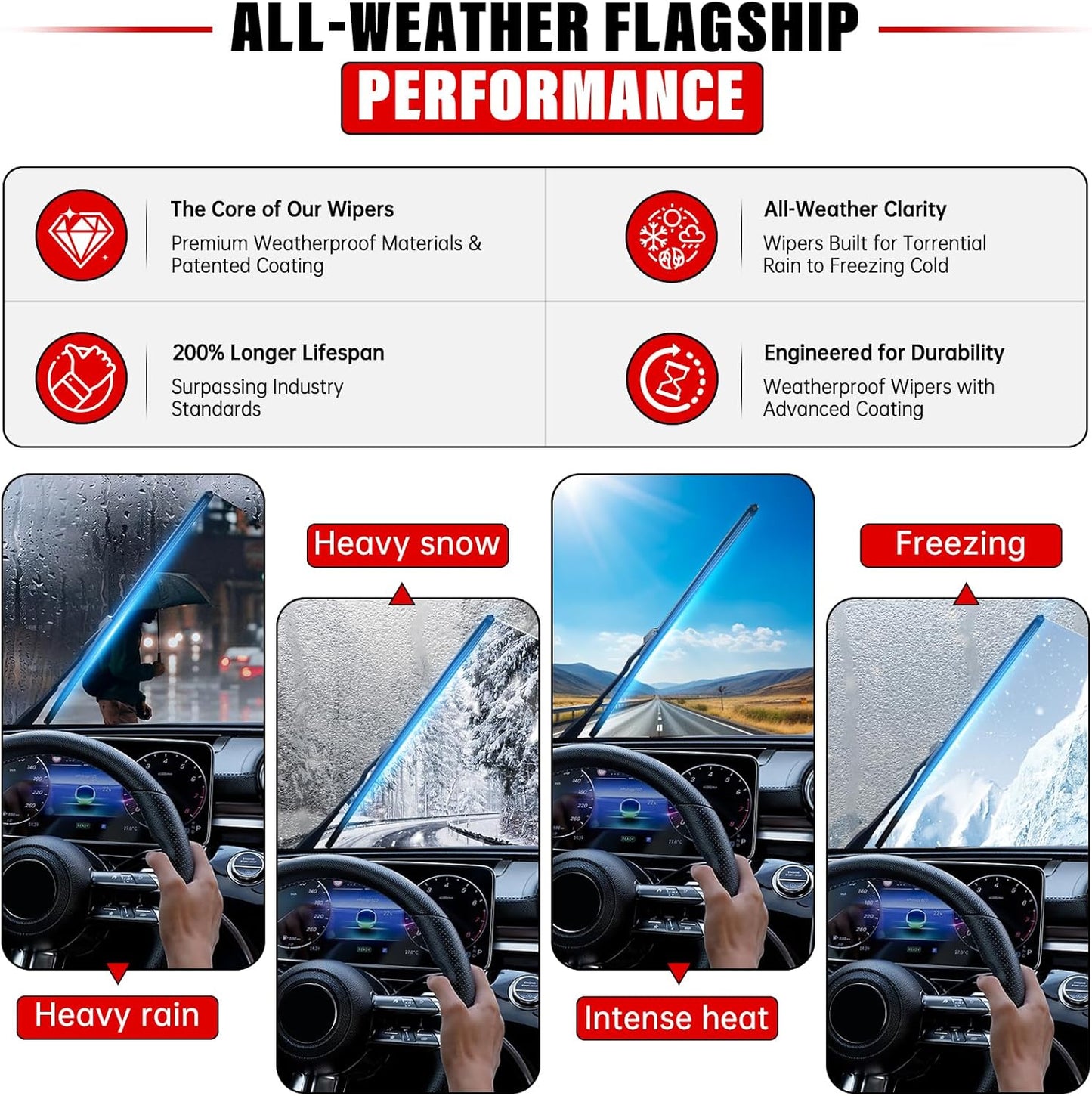 Windshield Wiper Blades Replacement for 2010-2017 Chevrolet Chevy Equinox GMC Terrain Original Factory Quality Front Rear Wipers Blade Set for My Car - 24" 17" 13" (Pack of 3)