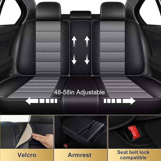 Car Seat Covers for Hyundai Tucson 2005-2025 2026: Luxury Leather Striped Automotive Seat Cover Waterproof Seat Protectors Compatible Airbag (5 Seats,Black)