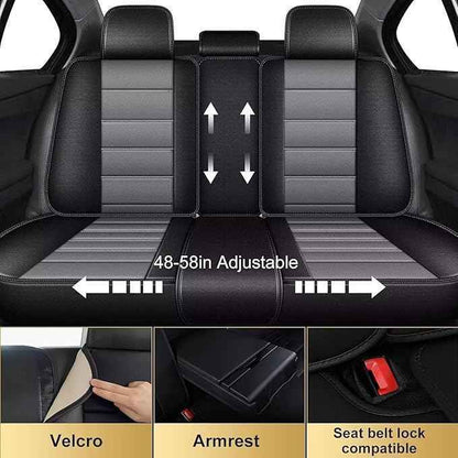 Car Seat Covers for Hyundai Tucson 2005-2025 2026: Luxury Leather Striped Automotive Seat Cover Waterproof Seat Protectors Compatible Airbag (5 Seats,Black)