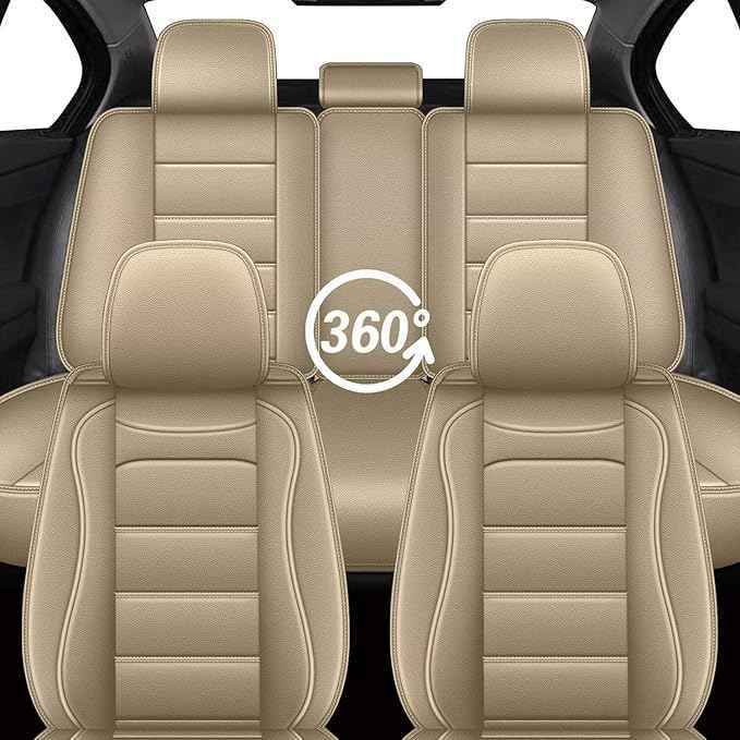 Car Seat Covers for Hyundai Santa Cruz 2022-2025 2026: Luxury Leather Striped Automotive Seat Cover Waterproof Seat Protectors Compatible Airbag (5 Seats,Black)