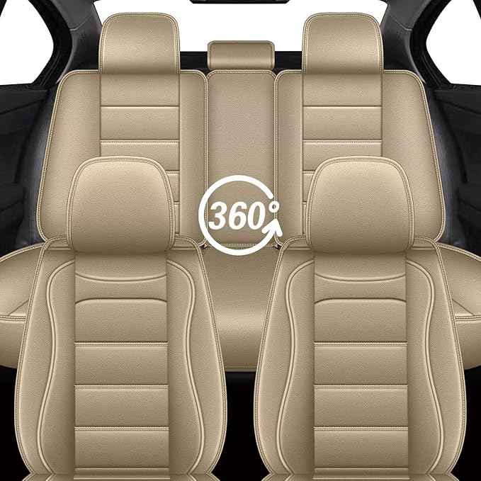 Car Seat Covers for Hyundai Kona 2018-2025 2026: Luxury Leather Striped Automotive Seat Cover Waterproof Seat Protectors Compatible Airbag (5 Seats,Black)