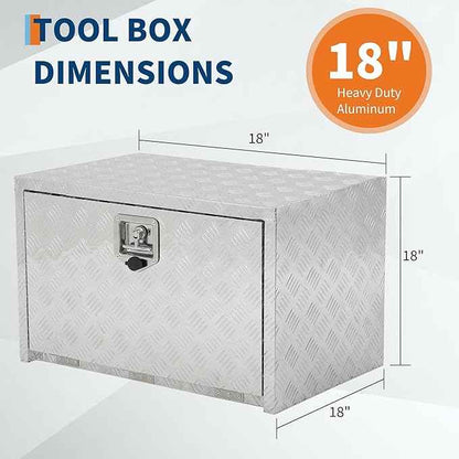 Heavy Duty Aluminum Truck Bed Tool Box,Diamond Plate Waterproof Underbody Toolbox with Sliding Shelf, Lock & Keys, Side Handle, Storage Organizer Chest for Pickup Truck, RV Trailer, Cargo Vehicles