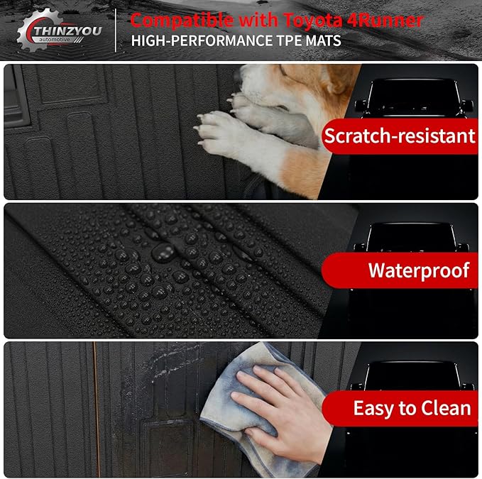 Kick Mats Compatible with 2025 2026 Toyota 4Runner 7 Seats Gas Cargo Mat Trunk Mat Cargo Liner 2nd Row Back Seat Protector Cover TPE All Weather Accessories (2nd Row Backrest Mats)