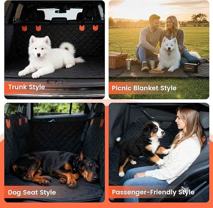 Egles Dog Car Seat Cover for Back Seat, Back Seat Extender for Dogs with Hard Bottom - New Non-Slip, Waterproof, Scratch Resistant, Portable Dog Hammock, Suitable for Cars, SUVs and Trucks