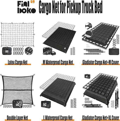 Highly Elastic Cargo Net for Pickup Truck Bed-4' x 6' Stretches to 8' x 12',5mm Small Mesh Latex Bungee Net Cargo Netting- Truck Bed Net Suitable for Daily Light Loads of Trucks