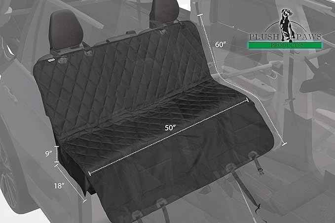 Plush Paws Products Premium Rear Car Seat Protector w/Hammock | Washable & Waterproof Back Seat Dog Cover for Car, Truck, & SUV | Nonslip, Tear Resistant Pet Seat Cover | Small Black