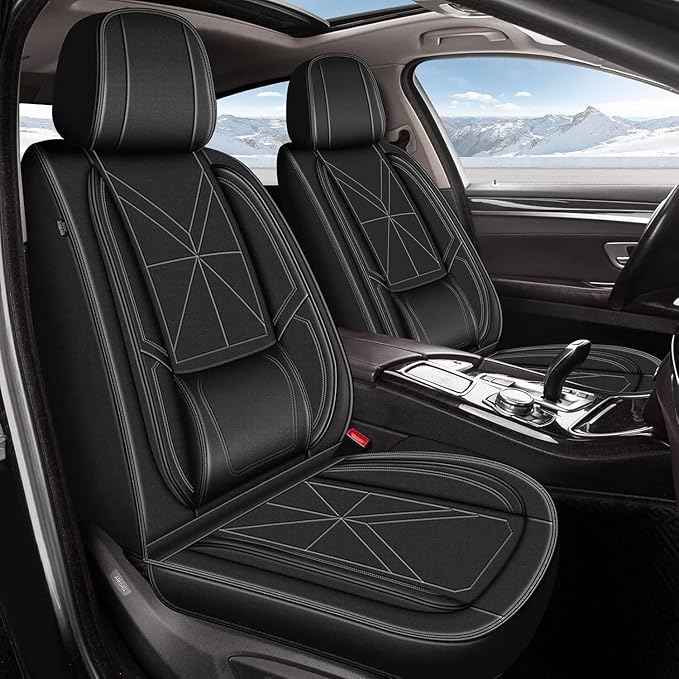 Front Car Seat Covers fit for Hyundai Elantra 2017-2025 2026: Waterproof Auto Seat Cover,Vehicle Interior Accessories,Easy to Install Faux Leather Seat Protectors (2PCS Front,Black)