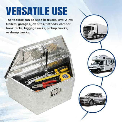 YESHMA 27" x 13" x 13" Trailer Tongue Tool Box Heavy Duty Aluminum with Latch and Keys Trailer Toolbox Organizer Truck Underbody Box Compatible with Pick Up Truck Bed RV Trailer ATV Silver