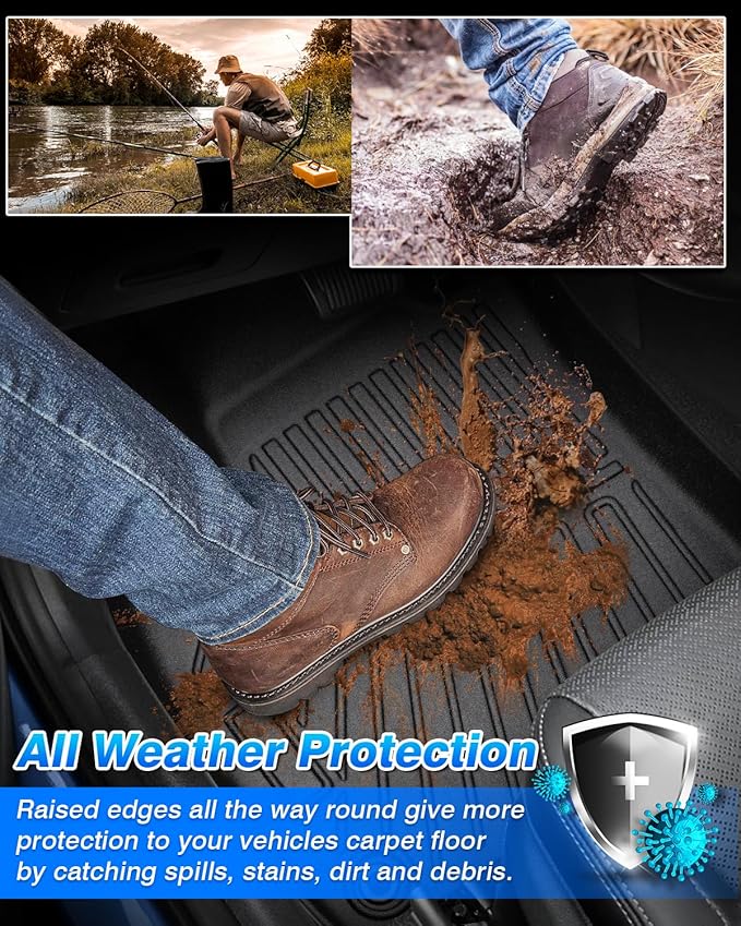 Cartist Floor Mats & Cargo Liner Custom Fit for 2021-2025 2026 Chevy/Chevrolet Suburban & GMC Yukon XL 8 Seat Accessories All Weather Cargo Liners Carpet (2nd Row Bench Seats)
