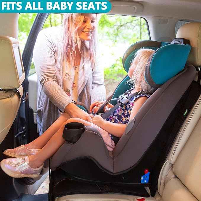 PIDO Car Seat Protector for Child Car Seat, Seat Back Organizer with Touch Screen Tablet Holder and 8 Pockets, Car Travel Accessories