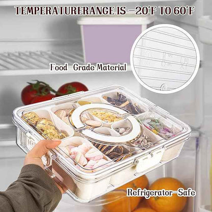 Amzcku Divided Serving Tray with Lid and Handle - Snackle Box Charcuterie Container (Pack of 2)