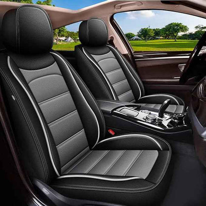Car Seat Covers Fit for Chevy Equinox 2011-2024 2025 2026: Full Set Luxury Leather Automotive Seat Covers, Car Seat Protector(5 Seats, Black&Grey)