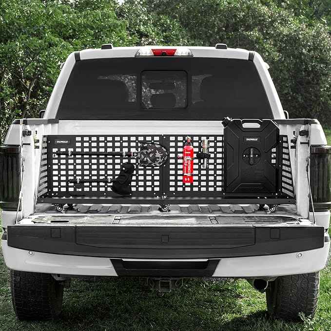 Truck Bed Organizer – MOLLE Panel Sliding Cargo Tray, Truck Bed Storage for MOLLE Accessories, Compatible with Ford F150 F250 F350 2015–2024