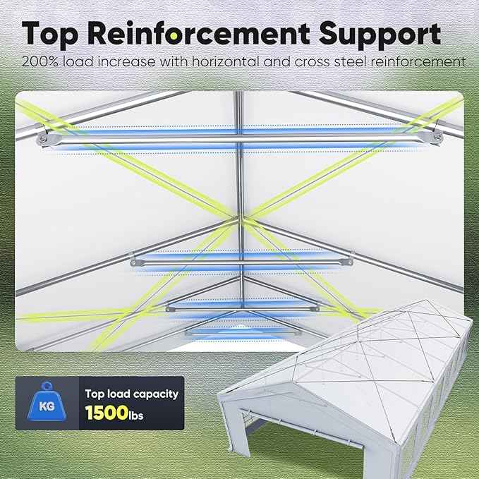 Quictent 20x50ft Heavy Duty Party Tent Outdoor Canopy Tent Carport Wedding Event Shelter BBQ Wedding Tents for Parties with Storage Bags(Church)