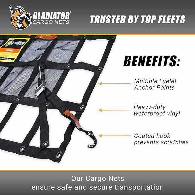 Gladiator Cargo Net - Heavy Duty Truck Cargo Net - Double Extra Large (XXG-100) 10.5' x 18.5' ft.