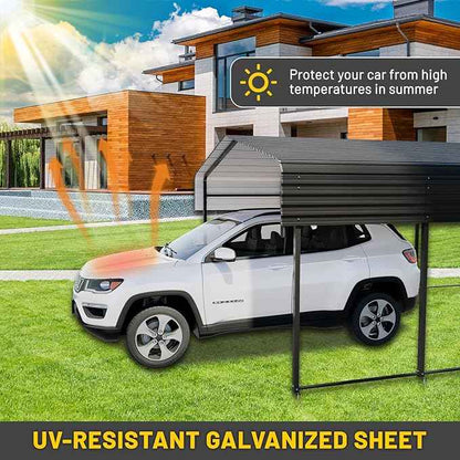 12x20FT Heavy Duty Metal Carport, Galvanized Steel Frame & Roof with Reinforced Base, All-Weather Outdoor Shelter for Vehicles, Boats and Outdoor Storage