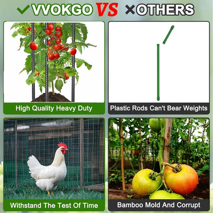 VVOKGO Rebar Stakes 24 Inch Ground Straight Concrete Form Stakes Heavy Duty (50pcs), 3/8" Diameter Metal Steel Spikes Anchors with Chisel Point End for Plant Support, Garden Border,Landscape Edging