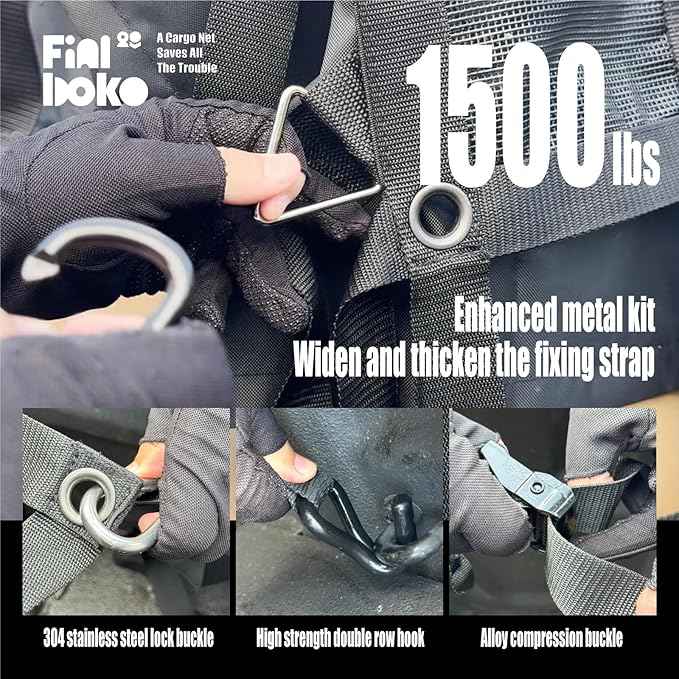 Heavy Duty Cargo Net for Pickup Truck Bed,(4.8'x 6'-1200lbs) Gladiator Cargo Net with 6'x 8' Truck Bed Tarp,Weatherproof Cargo Cover Suitable for Daily Full Load of Pickup