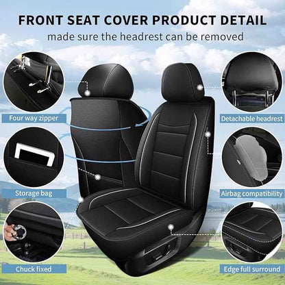 YORKNEIC Front Set Seat Covers Fit for Ford Explorer 2004-2025 2026: Faux Leather Car Seat Covers - Waterproof Car Seat Protector(Black)