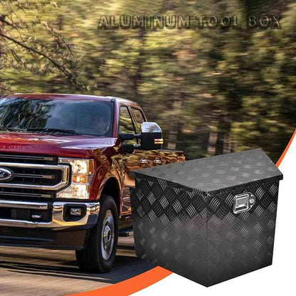 29 Inch Aluminum Trailer Tongue Tool Box 5 Bar Tread Wide Utility ToolBox for Pick Up Truck RV Storage Organizer Tool Box with Lock and Keys - 29"X16.5"X18" Black