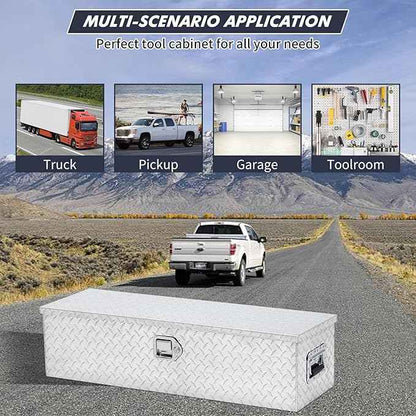 Garvee 30 x 15 x 14 in Aluminum Truck Bed Toolbox, Heavy Duty Aluminum Tool Box with Side Handle and Lock Keys, Truck Bed Storage Organizer for Pick Up Truck Rv Trailer, Silver