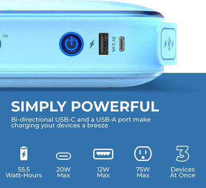 HALO Bolt Ultimate 3 Portable Car Battery Jump Starter | 130 PSI Air Compressor, 55.5Wh USB Power Bank, Large Display, Emergency Floodlight & Charger, Jumps Cars SUVs & Trucks, Inflates Tires — Blue