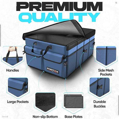 FORTEM Trunk Organizer For SUV Car Trunk Organizer, Foldable Storage, Car Accessories for Women Men, Collapsible Bag, Perfect Christmas Gifts, 600D Oxford, Non Slip Bottom, Straps, Soft Cover (50L)