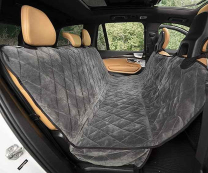 Plush Paws Products Velvet Rear Car Seat Protector w/Hammock | Washable & Waterproof Back Seat Dog Cover for Car, Truck, & SUV | Nonslip, Tear Resistant Pet Seat Cover | X-Large London Grey