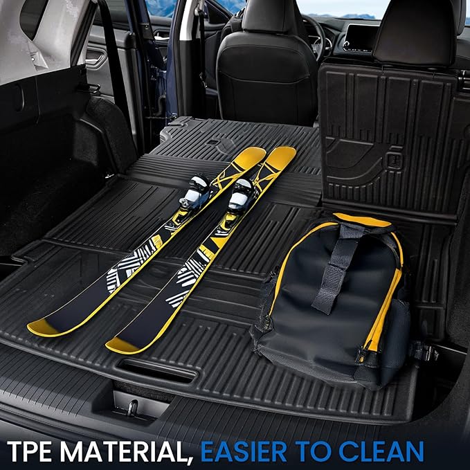 Cargo Mat Backrest Mats for Nissan Rogue 2021-2025 2026 (Not fit Sport), All Weather TPE Cargo Liner Trunk Mat Accessories (2021-2025 | Rogue |Cargo Mat with Backrest Mat)