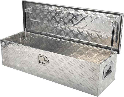 39 Inch Aluminum Tool Box 5 Bar Tread ToolBox for Truck Bed Car Outdoor Trailer Pickup Underbody RV ATV Storage Underbed Tools Organizer with Lock and Keys,Silver (39"X13"X10")