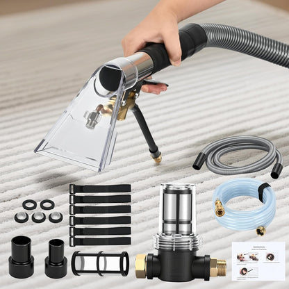 Upgraded Vacuum Cleaner Extractor Kit Compatible with Shop Vac, 50 FT Waterline, Carpet and Upholstery Cleaning Extractor Hose Kit with Hose and Adapter for Home and Car Cleaning, 10 FT Vacuum Hose