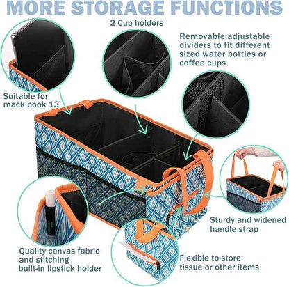 HEYSKAY Car Seat Organizer with Cup Holders, Automotive Seat Back Organizer and Storage with Adjustable Dividers, Book & Toy Organizer for Car and Office