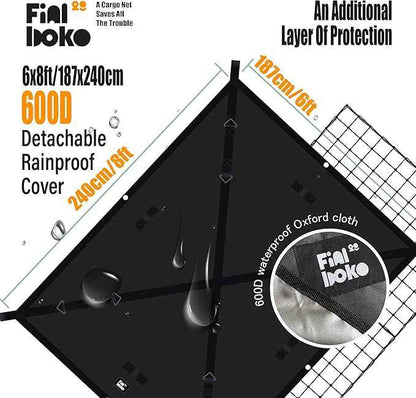 Highly Elastic Cargo Net for Pickup Truck Bed,5' x 7' Small Mesh Latex Bungee Net Cargo Netting with 6' x 8' Truck Bed Tarp, Cargo Net Cover Suitable for Daily Full Loads of Pickup