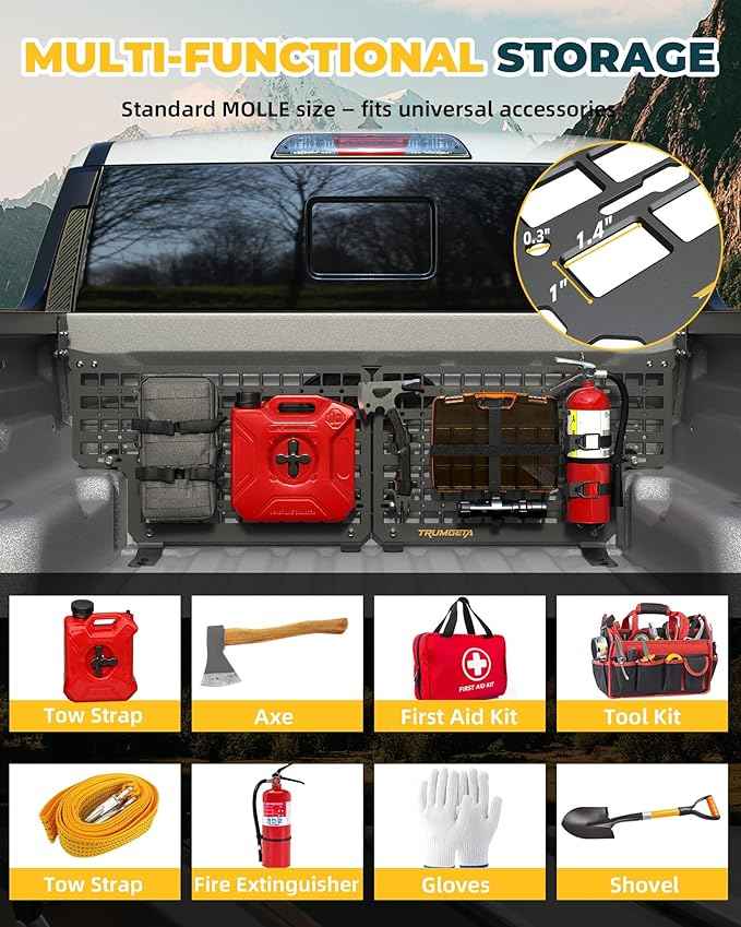 Aluminum Front Bed MOLLE Panel Fit for 2022–2026 Ford Maverick, No-Drill Installation, Heavy-Duty Truck Bed Organizer Storage Rack System for Tools and Outdoor Gear
