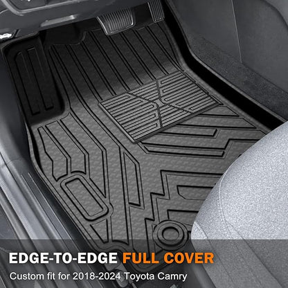 KUST Floor Mats Cargo Liner for Toyota Camry 2018-2024 (Not for Hybrid), All Weather Floor Liners & Trunk Cargo Mat for Camry Accessories TPE Rubber Raised Edge
