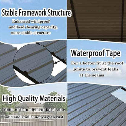 Heavy Duty Metal Carport 12x20 ft Galvanized Steel Carport Shelter for Car Extra Large Canopy for Dual Vehicle, RV Boat Storage All Weather Protection Garage Party Tent (12x20 FT)
