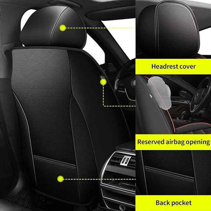 Car Seat Covers Fit for Chevy Equinox 2011-2024 2025 2026: Full Set Luxury Leather Automotive Seat Covers, Car Seat Protector(5 Seats, Black&Redline)